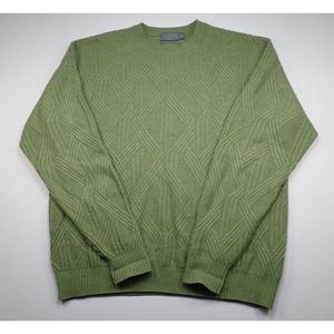 Talbots Mens Merino Cashmere Wool Blend Sweater Green Cableknit M Md Medium